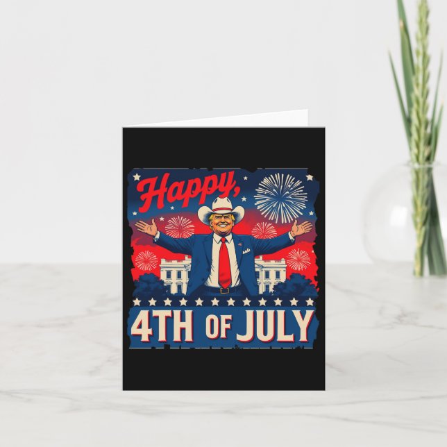 Lustigt Trump Lycklig 4 juli Kort (Framsida)