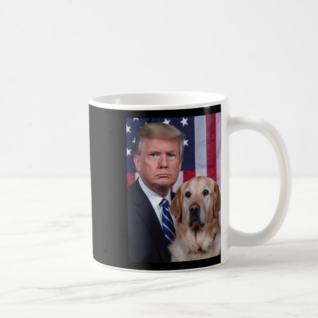 Lustigt Trump och Golden Retriever Hund USA flagga Kaffemugg (Höger)