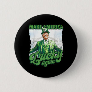 Lustigt Trump St patricks day Gör Amerika Lucky Knapp