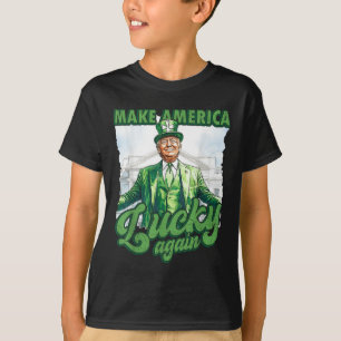 Lustigt Trump St patricks day Gör Amerika Lucky T Shirt