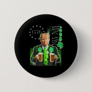Lustigt Trump St patricks day Vi People's Flagga Knapp