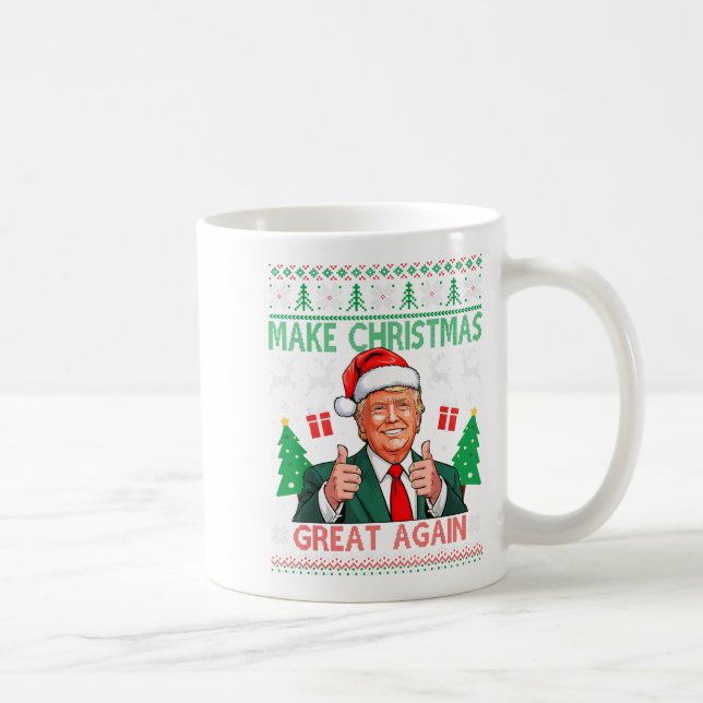 Lustigt Trump Ugly Julafton Sweater Gör jul Underb Kaffemugg (Höger)