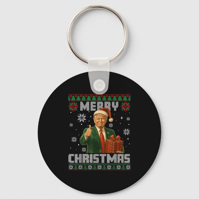 Lustigt Trump Ugly Julafton Sweater Gör jul Underb Nyckelring (Framsida)