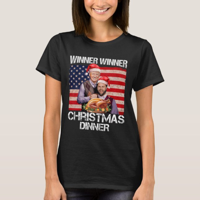 Lustigt Trump Vance Vinnare Vinnare Julmiddag S T Shirt (Framsida)