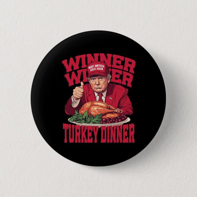 Lustigt Trump Winner Turkey Dinner Thanksgiving Da Knapp (Framsida)