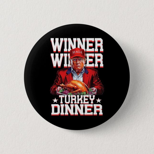 Lustigt Trump Winner Turkey Dinner Thanksgiving Da Knapp (Framsida)