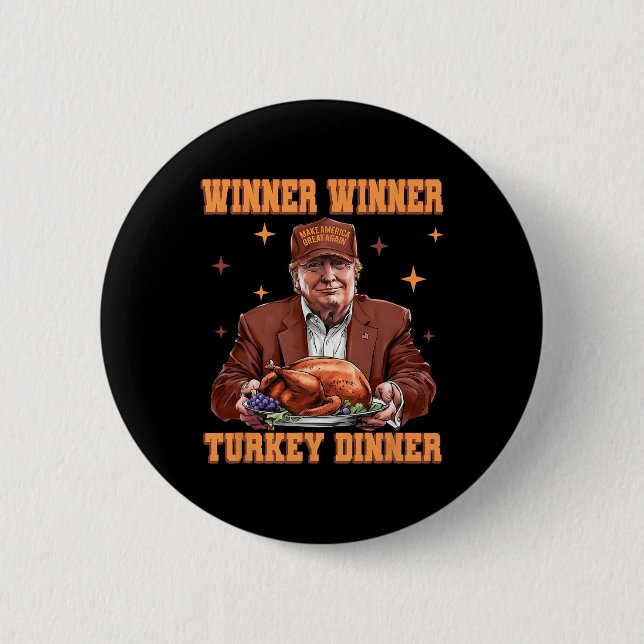 Lustigt Trump Winner Turkey Dinner Thanksgiving Da Knapp (Framsida)