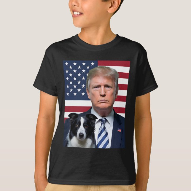 Lustigt trumpel och valet i Gräns Collie Hund USA  T Shirt (Framsida)