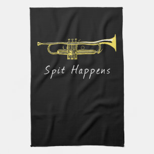 Lustigt Trumpet Spit händer Band Player Kökshandduk