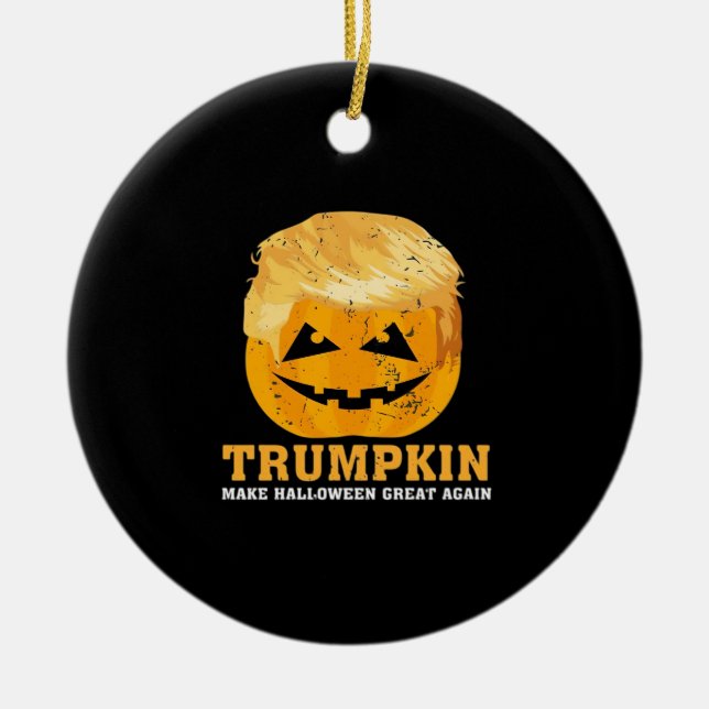 Lustigt Trumpkin Gör Halloween Underbart igen Julgransprydnad Keramik (Framsidan)