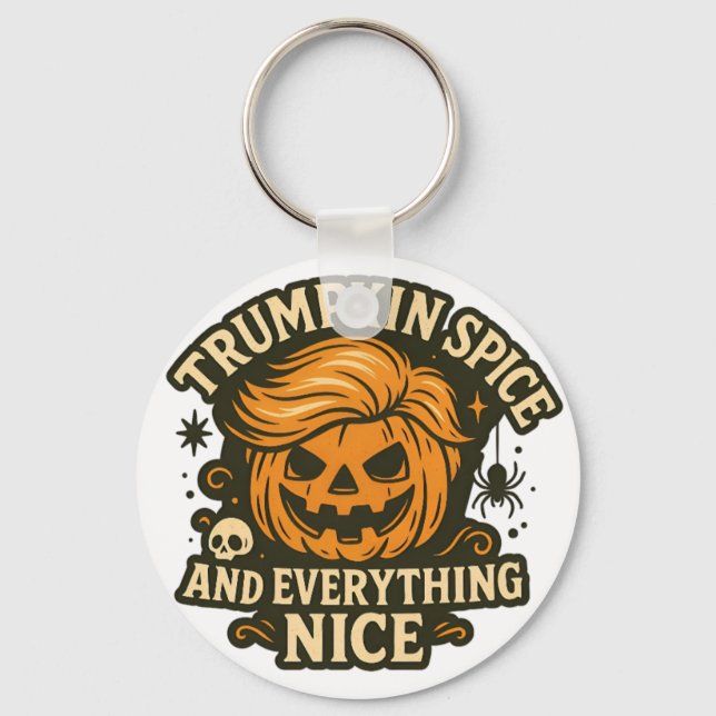 Lustigt "Trumpkin Spice & All Nice" Halloween Nyckelring (Framsida)
