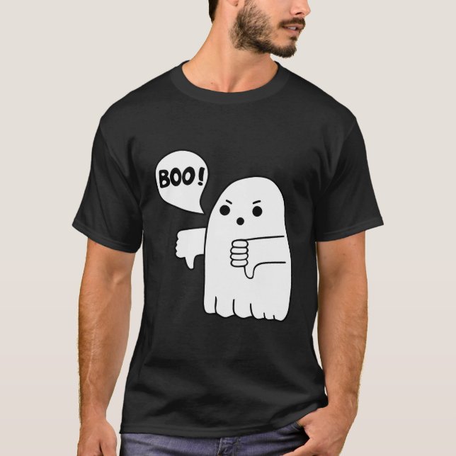 Lustigt tummen Ner Ghost Screaming Boo-ogillande T Shirt (Framsida)