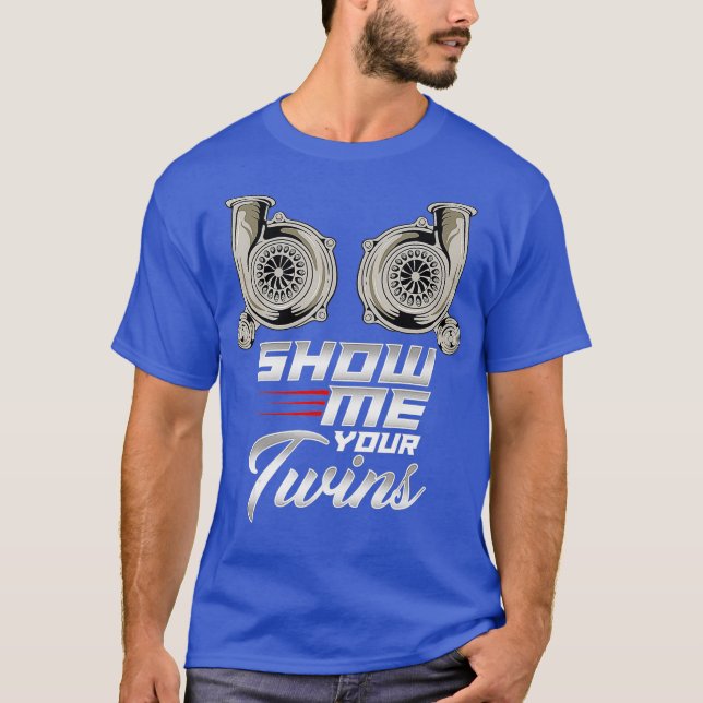 Lustigt Turbo Tävla Visa dina Twillingar T Shirt (Framsida)