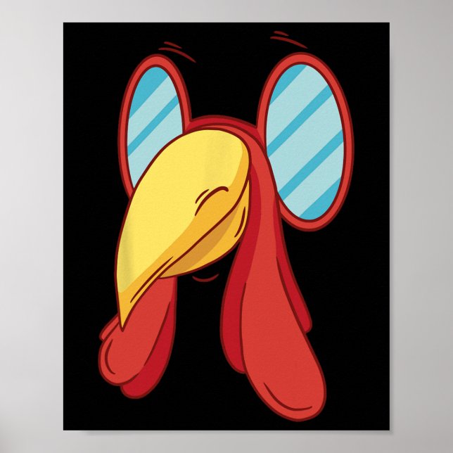 Lustigt Turkiet Ansikte Thanksgiving Fall Joke Hum Poster (Framsidan)