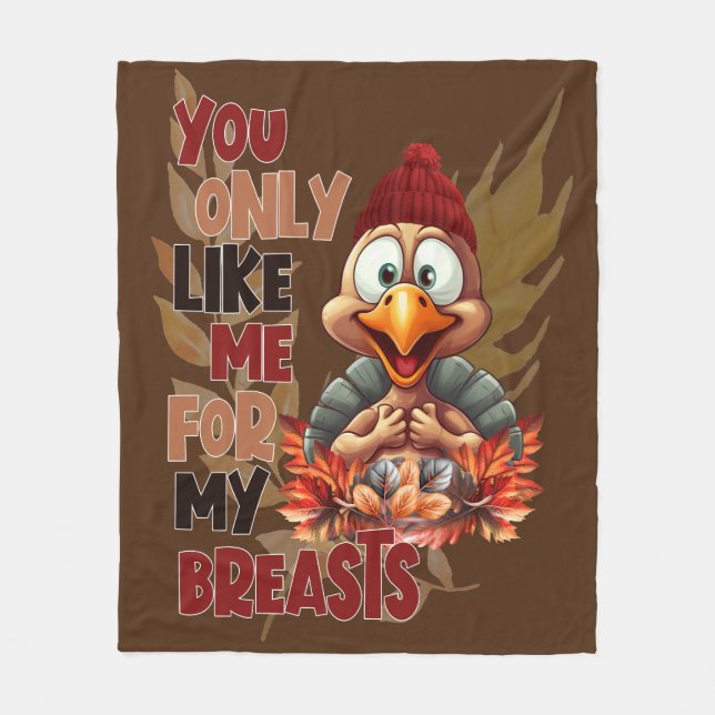 Lustigt Turkiet Breast Thanksgiving Fleecefilt (Framsidan)