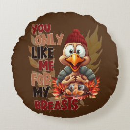 Lustigt Turkiet Breast Thanksgiving Rund Kudde