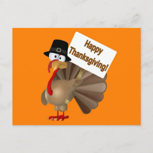 Lustigt Turkiet som säger " Happy thanksgiving!" Helg Vykort