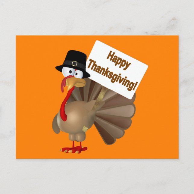Lustigt Turkiet som säger " Happy thanksgiving!" Helg Vykort (Framsida)