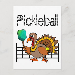 Lustigt Turkiet spelar Pickleball-Thanksgiving Vykort