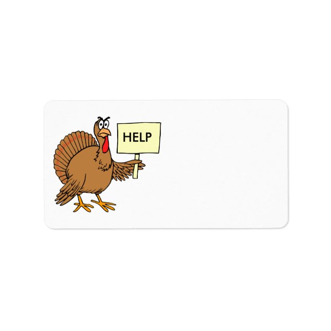 Lustigt Turkiet Thanksgiving Adress Stickers Hjälp Adressetikett (Framsidan)