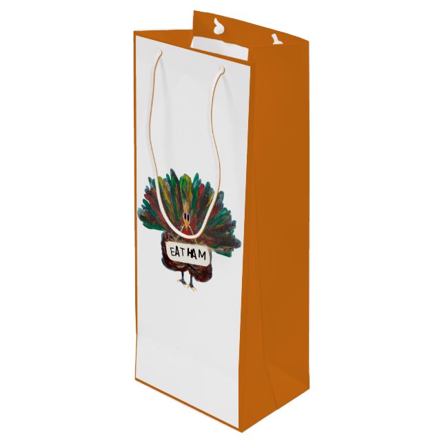 Lustigt Turkiet Thanksgiving jul i Vin Gift (Baksidan Vinklad)