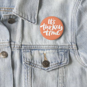 Lustigt Turkiet Thanksgiving Lettering Knapp