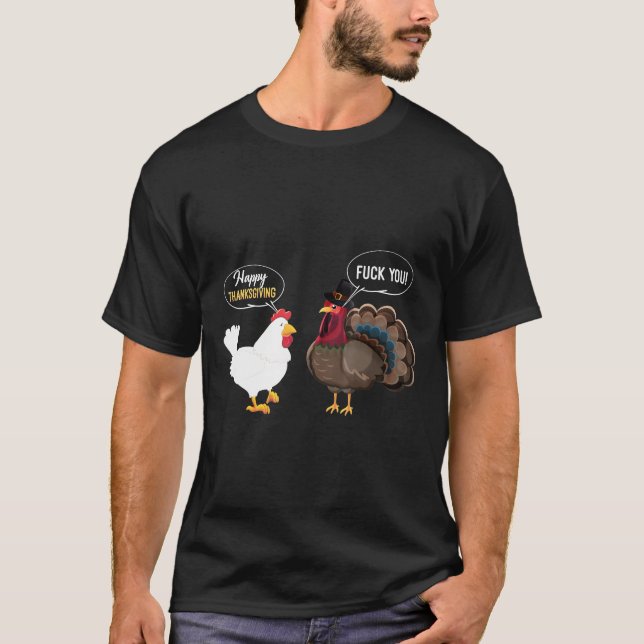 Lustigt Turkiet Vs Chicken Thanksgiving Costume Gi T Shirt (Framsida)