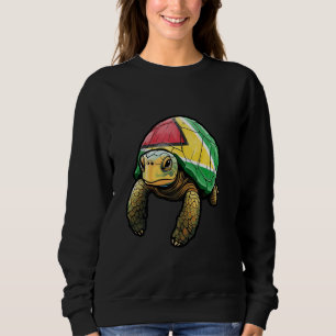 Lustigt Turtle med Guyana Flagga Coola Guyanese Pr T Shirt