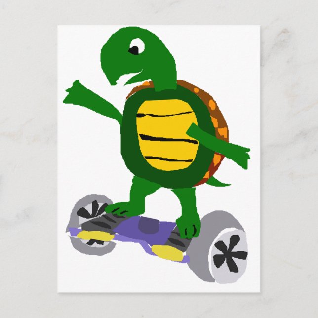 Lustigt Turtle på Hoverboard Original Art Vykort (Framsida)