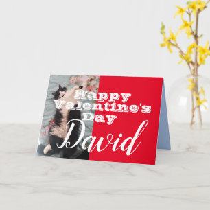 Lustigt Tuxedo Cat Glad Valentine Day Namn-kort Kort