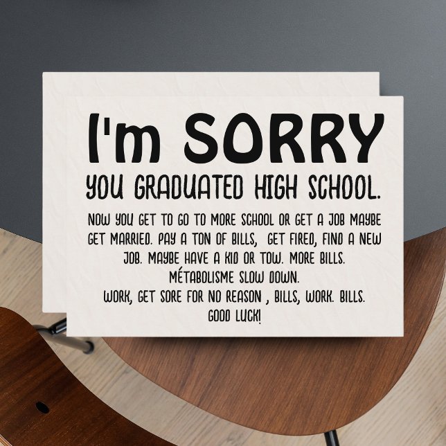 Lustigt "Tyvärr Grad" Studenten-kort - Sarkastic Julkort (Funny "Sorry Grad" Graduation Card - Sarcastic Congrats)