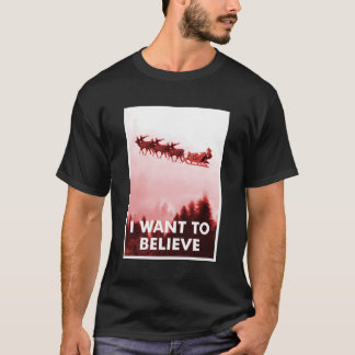 Lustigt Ufo Jultomten jag vill tro på Kristus T Shirt