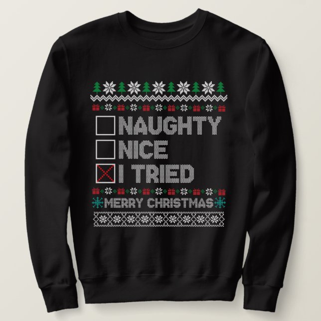 Lustigt ugglanssötare, Naughty Nice Lång Ärmad Tröja (Design framsida)