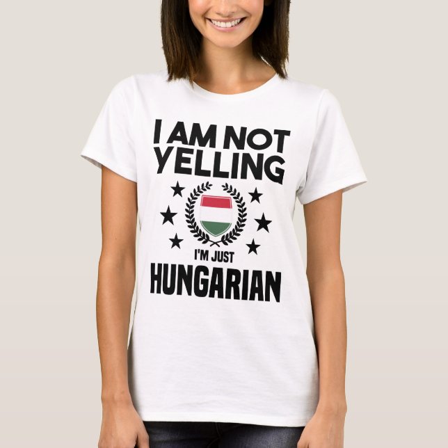 Lustigt ungerskt tal om Ungern som presentidé T Shirt (Framsida)