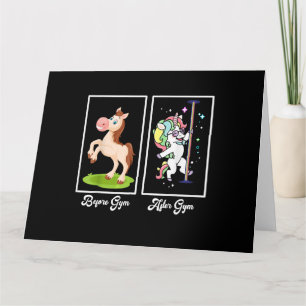 Lustigt Unicorn Illustration before After Gym Kort