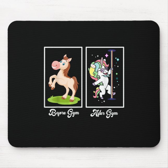 Lustigt Unicorn Illustration before After Gym Musmatta (Framsidan)