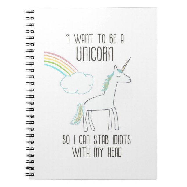 Lustigt Unicorn Illustration med Say Anteckningsbok Med Spiral (Framsidan)