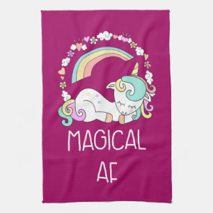 Lustigt Unicorn Sayed Magic AF Illustration Kökshandduk