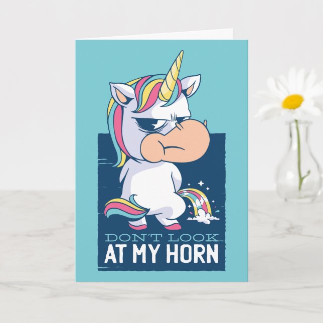 Lustigt Unicorn, titta inte på min horn Kort (Liten växt)