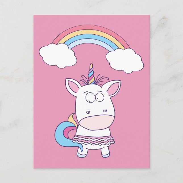 Lustigt Unicorn-vykort Vykort (Framsida)