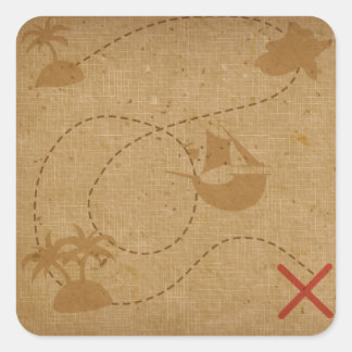 Lustigt Unik Vintage Pirat Treasure Karta Fyrkantigt Klistermärke