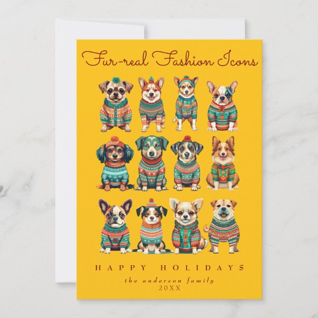 Lustigt unikt Gult Humor Pet Hundar Julkort (Framsida)