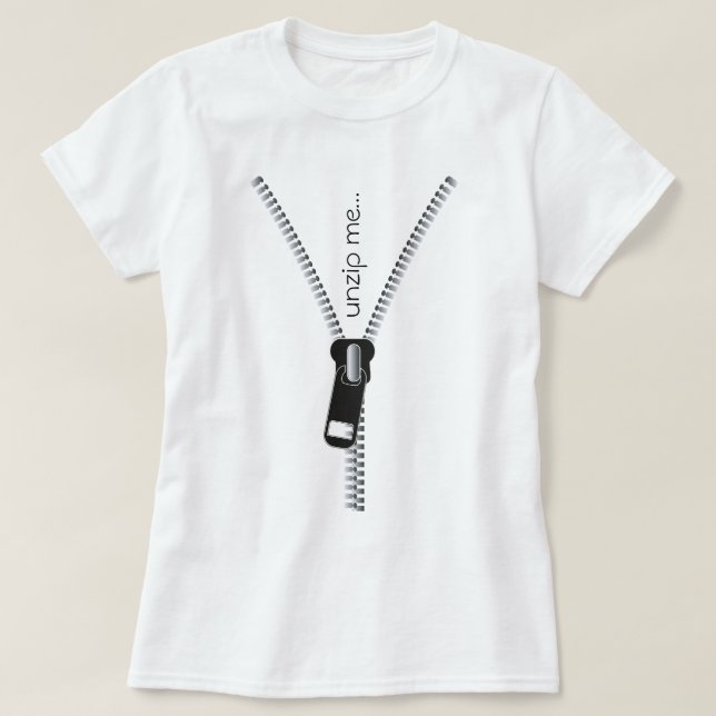 Lustigt Unzip Me Zipper, Anpassadet Svart text T Shirt (Design framsida)