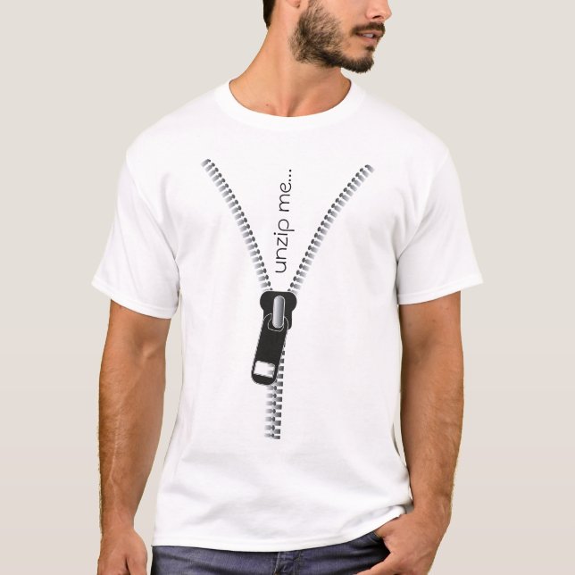Lustigt Unzip Me Zipper, Svart Anpassade Text T Shirt (Framsida)