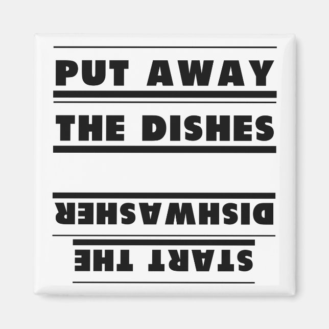 Lustigt upp och ned, sätt igång Dishwasher Magnet (Framsidan)