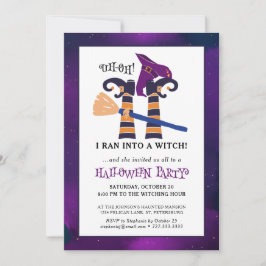 Lustigt upp och ned Witch Ben Halloween fest Inbjudningar