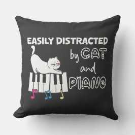 Lustigt uppdelat av Cat och Piano Musician Kudde