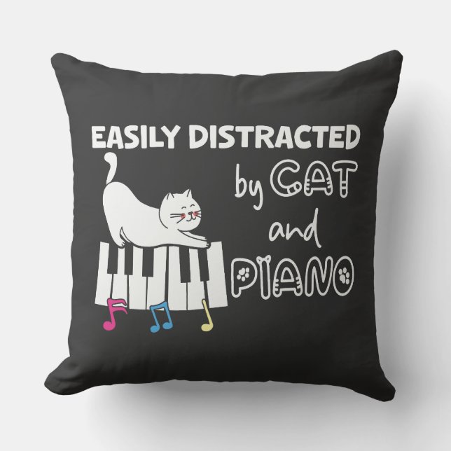 Lustigt uppdelat av Cat och Piano Musician Kudde (Framsida)