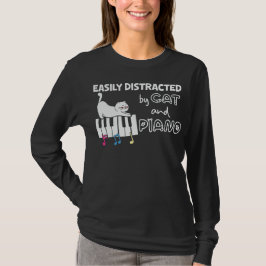 Lustigt uppdelat av Cat och Piano Musician T Shirt