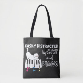 Lustigt uppdelat av Cat och Piano Musician Tygkasse